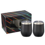 Corzo Cup 12oz 2 in 1 Gift Set — Black (BK) — blank front view — 9