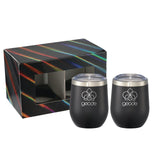 Corzo Cup 12oz 2 in 1 Gift Set — Black (BK) — decorated front view — 8