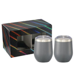 Corzo Cup 12oz 2 in 1 Gift Set — Gray (GY) — blank front view — 13