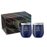 Corzo Cup 12oz 2 in 1 Gift Set — Navy (NY) — decorated front view — 6