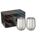 Corzo Cup 12oz 2 in 1 Gift Set — Silver (SL) — blank front view — 11