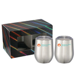 Corzo Cup 12oz 2 in 1 Gift Set — Silver (SL) — decorated front view — 10