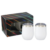 Corzo Cup 12oz 2 in 1 Gift Set — White (WH) — blank front view — 5