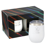 Corzo Cup 12oz 2 in 1 Gift Set — White (WH) — decorated front view — 2