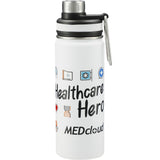 Vasco Copper Vacuum Insulated Bottle 20oz — White (WH) — decorated front view — 12