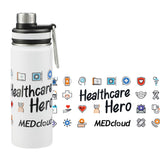 Vasco Copper Vacuum Insulated Bottle 20oz — White (WH) — decorated front view — 11