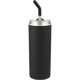 Marka Copper Vac Tumbler w/ SS straw 20oz — Black (BK) — blank front view — 16
