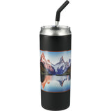 Marka Copper Vac Tumbler w/ SS straw 20oz — Black (BK) — decorated back view — 15