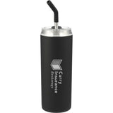 Marka Copper Vac Tumbler w/ SS straw 20oz — Black (BK) — decorated front view — 14