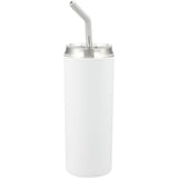 Marka Copper Vac Tumbler w/ SS straw 20oz — White (WH) — blank front view — 7