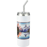 Marka Copper Vac Tumbler w/ SS straw 20oz — White (WH) — decorated back view — 6