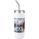 Marka Copper Vac Tumbler w/ SS straw 20oz — White (WH) — decorated front view — 4