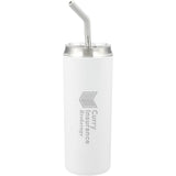 Marka Copper Vac Tumbler w/ SS straw 20oz — White (WH) — decorated front view — 5