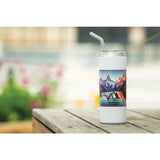 Marka Copper Vac Tumbler w/ SS straw 20oz — White (WH) — decorated product view — 2