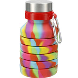 Zigoo Silicone Collapsible Water Bottle 18oz — TIE-DYE (TIDY) — blank front view — 7
