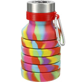 Zigoo Silicone Collapsible Water Bottle 18oz — TIE-DYE (TIDY) — decorated front view — 3
