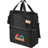 Tranzip Recycled Computer Tote — Black (BK) — decorated left angle — 3