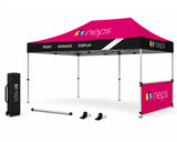20' pop up tent half wall kit with full colour printed panel, support pole, and mounting brackets for trade shows, festivals, outdoor events, and promotional displays.