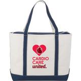 Baltic 24oz Cotton Canvas Tall Zippered Tote — Navy (NY) — decorated front view — 3