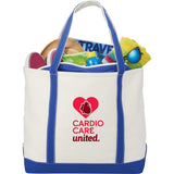 Baltic 24oz Cotton Canvas Tall Zippered Tote — Royal (RYL) — decorated front view — 7