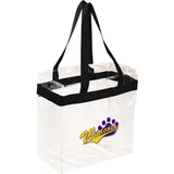 Game Day Clear Stadium Tote — Black (BK) — decorated front view — 3