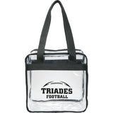 Game Day Clear Zippered Safety Tote — Black (BK) — decorated front view — 5