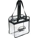 Game Day Clear Zippered Safety Tote — Black (BK) — decorated product view — 7