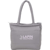 Puffer Recycled 15" Laptop Tote — Gray (GY) — decorated front view — 2