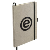 5.5" x 8.5" FSC Mix Recycled Cotton Bound Journal — Natural (NT) — decorated right angle — 3