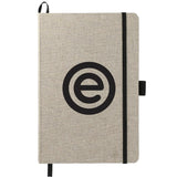 5.5" x 8.5" FSC Mix Recycled Cotton Bound Journal — Natural (NT) — decorated front view — 2