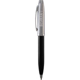 Sheaffer® 100 Glossy Black and Chrome Ballpoint Pen — Black (BK) — decorated front view — 2