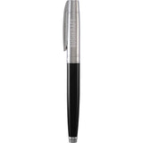 Sheaffer® 300 Glossy Black and Chrome Rollerball Pen — Black (BK) — decorated front view — 2