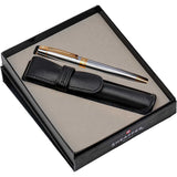 Sheaffer® 300 Ballpoint Pen & Leather Pouch Gift Set — Silver (SL) — blank product view — 7