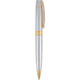 Sheaffer® 300 Ballpoint Pen & Leather Pouch Gift Set — Silver (SL) — blank front view — 3