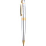 Sheaffer® 300 Ballpoint Pen & Leather Pouch Gift Set — Silver (SL) — decorated front view — 2
