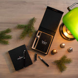 Sheaffer® 100 Glossy Ballpoint & Rollerball Pen Gift Set — Black (BK) — decorated product view — 2
