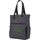 Luna RPET Convertible Backpack Tote — Charcoal (CA) — decorated left angle — 5