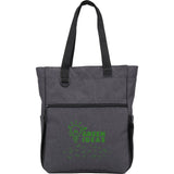 Luna RPET Convertible Backpack Tote — Charcoal (CA) — decorated front view — 3