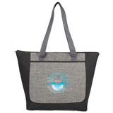 Reclaim Two-Tone Recycled Zippered Tote — Graphite (GA) — decorated front view — 2