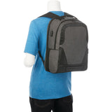 Overland TSA Friendly 17" Laptop Backpack with USB Port — Charcoal (CA) — blank front view — 11