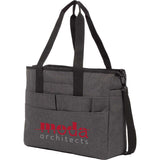 Multi-Pocket Laptop Tote — Graphite (GA) — decorated left angle — 4