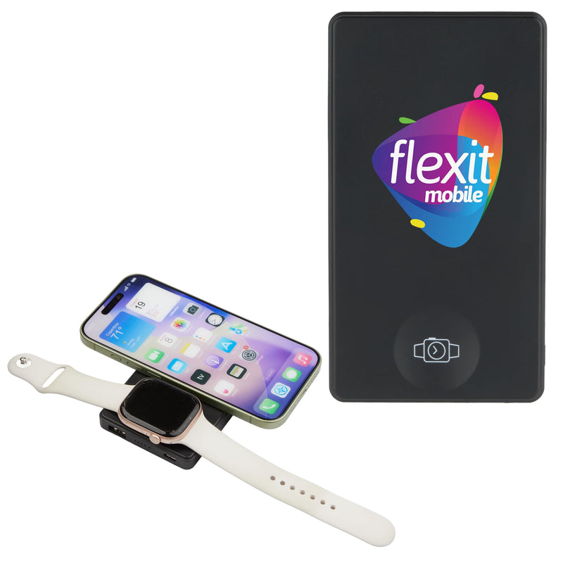 4,000 mAh MagClick™ Wireless Power Bank with Watch Charger SM-2854BK Black (BK), supplier product view 1