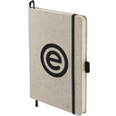 5.5" x 8.5" FSC Mix Recycled Cotton Bound Journal — Natural (NT) — decorated left angle