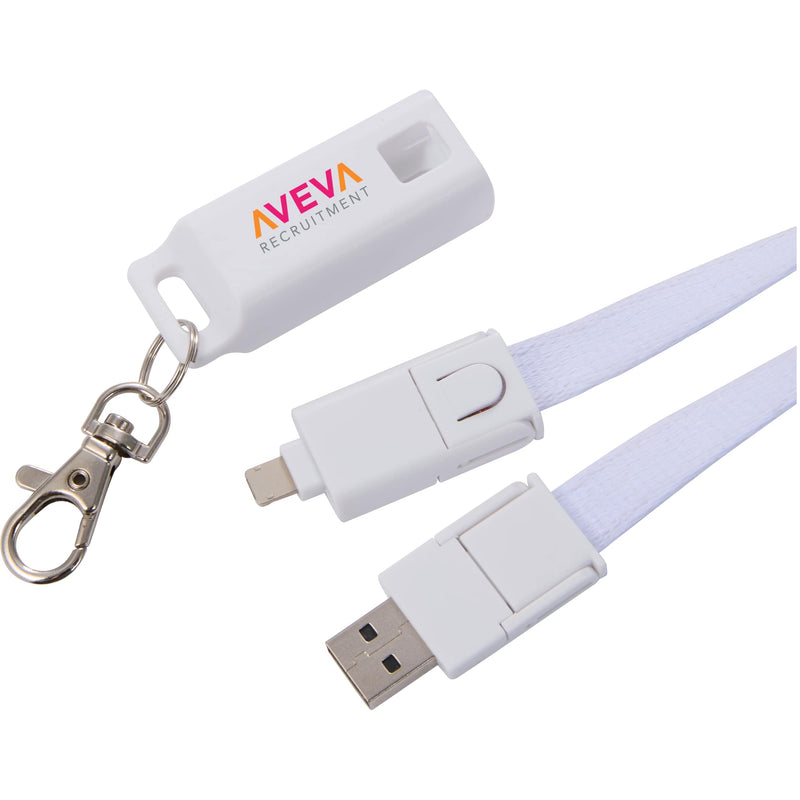 5-in-1 40W PD Charging Cable Lanyard in White — supplier decorated detail view
