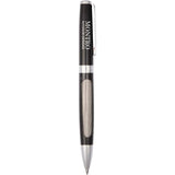 Luxe Recycled Stainless Steel Ballpoint — Black (BK) — decorated front view — 6
