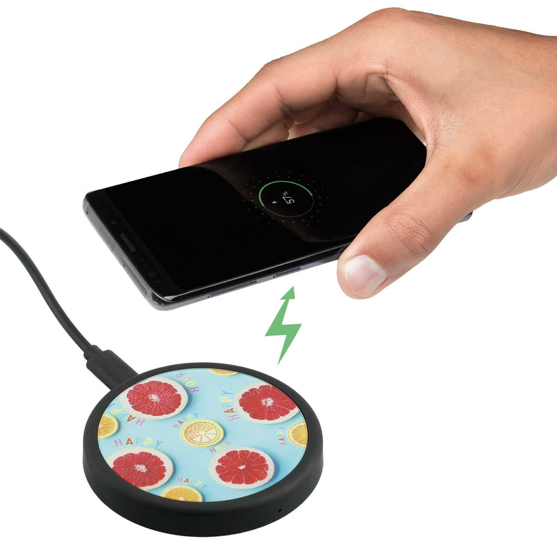 Looking Glass wireless charging pad 7143-25 in black — supplier decorated product sample