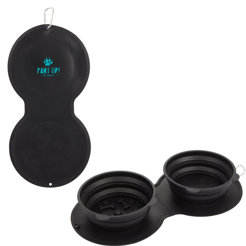 ChowTime Collapsible Dual Pet Bowl 7300-20 — Black (BK) — view 1