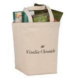Herringbone 7oz Cotton Canvas Grocery Tote — Natural (NT) — decorated product view — 4