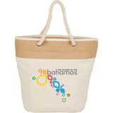 Jute Accent 12oz Cotton Canvas Rope Tote — Natural (NT) — decorated front view — 2