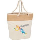 Jute Accent 12oz Cotton Canvas Rope Tote — Natural (NT) — decorated product view — 3